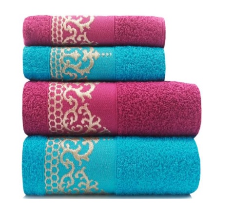 Jogo de Toalhas 4 Peças Banhão Gigante + Rosto Marcotex 100% Algodão – Siena Azul Pink