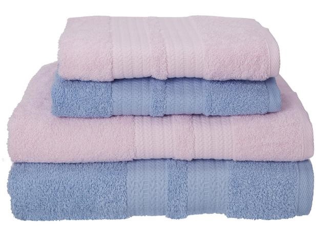 Jogo de Toalhas Banhão Sisa Algodão Marília – Azul e Rosa 4 Peças}