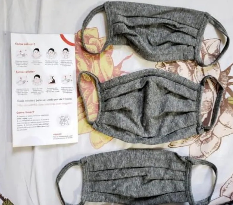 Kit 3 Máscaras 3 Pregas Algodão, Mash, Unissex