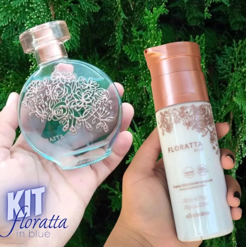 Kit Presente Floratta Blue: Desodorante Colônia 30ml + Creme Corporal 200ml + Caixa de Presente