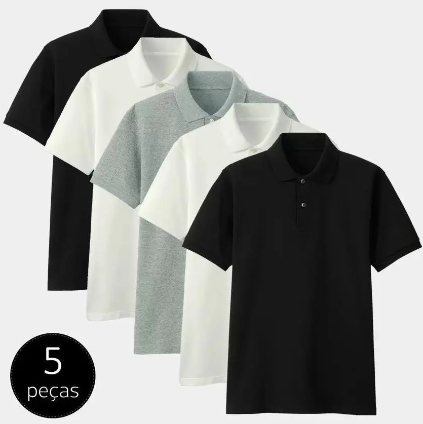 Kit com 5 Camisas Polo Part.B Regular Piquet
