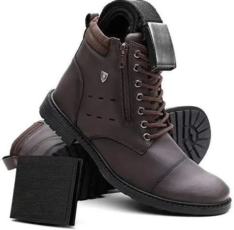 Kit com Bota Coturno Masculino + Cinto e Carteira