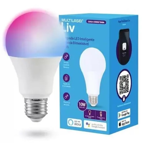 Lâmpada LED Bulbo Inteligente Colorida Dimerizável Wi-Fi – Multilaser Liv – SE224