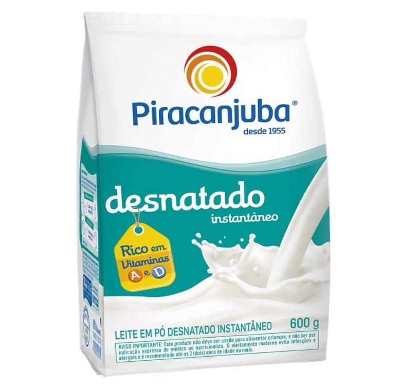 Leite Pó Desnatado Instântaneo Piracanjuba Pouch 600g