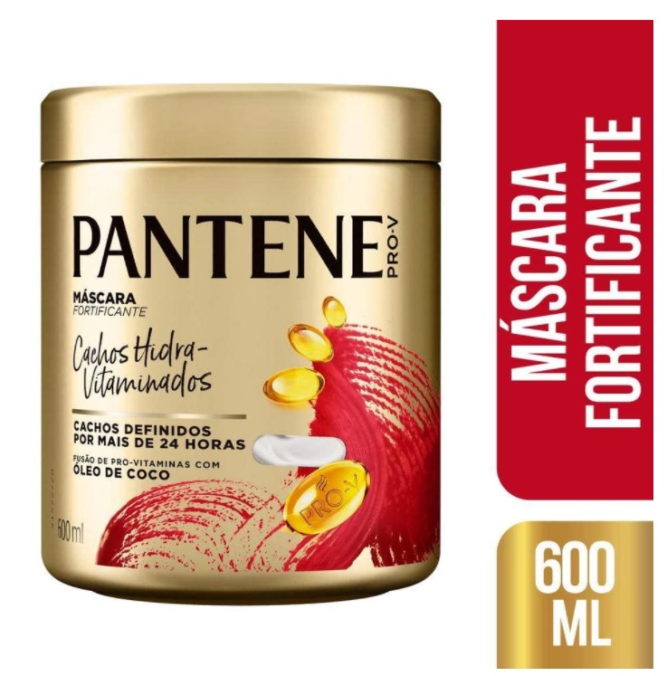 Máscara Fortificante, Pantene, Cachos Hidra-Vitaminados, 600 ml