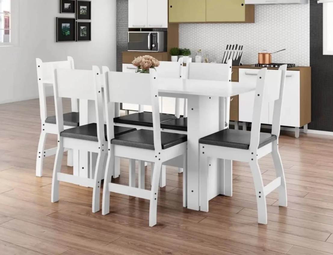 Mesa de Cozinha 6 Cadeiras Retangular Milano – J58050 Poliman Móveis