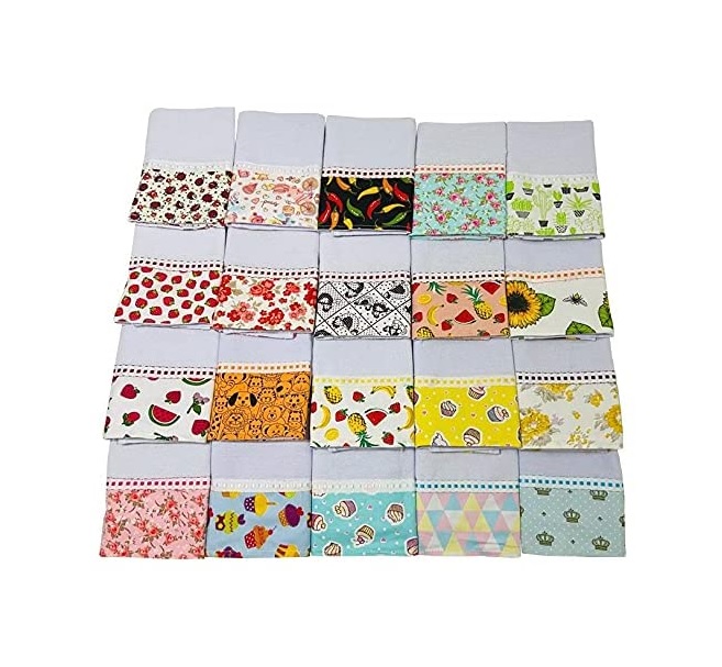 [ENCERRADA] – Pano De Prato Atacado Barrado Kit Com 10 Peças