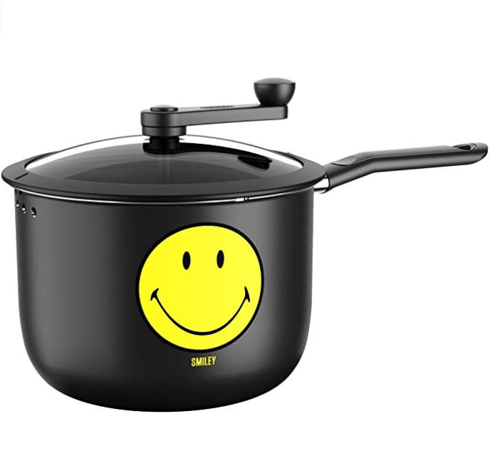 Pipoqueira Pic Poc Smiley, 20×14.5cm, 4.2L, Preta, BRINOX REVESTIDOS
