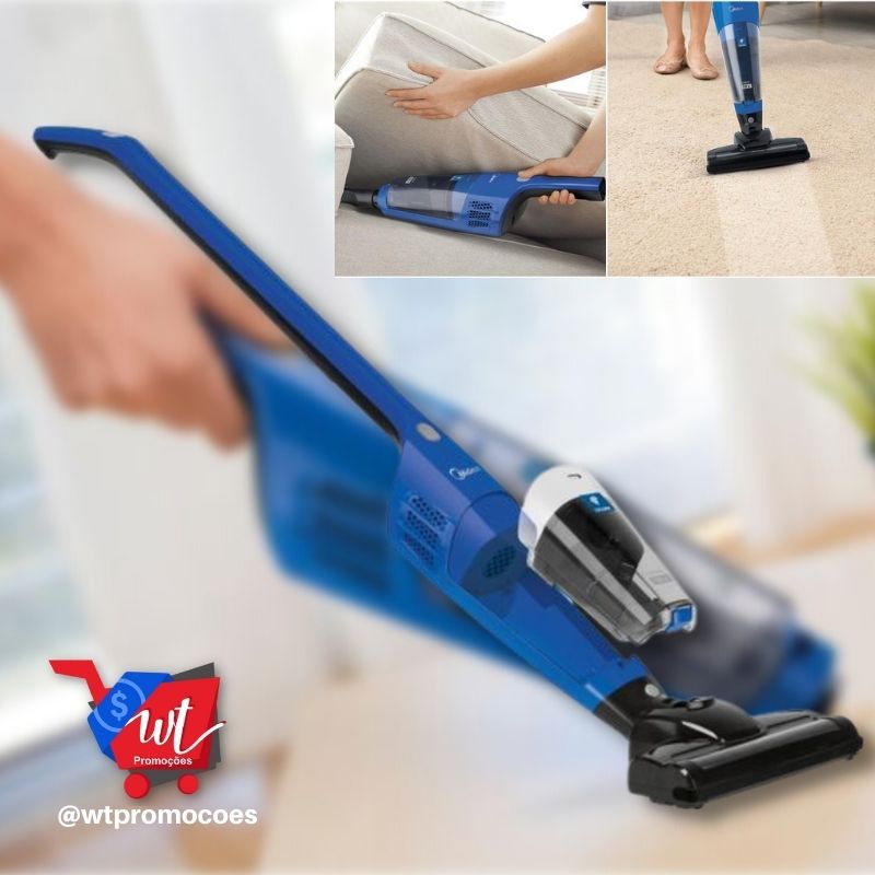 Aspirador de Pó Portátil e Vertical Midea sem Fio – 60W Ágil Preto e Azul