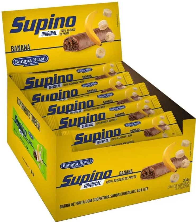 Banana Brasil Barra de Frutas Original Banana ao Leite com 16 Unidades de 24g ( 384g)