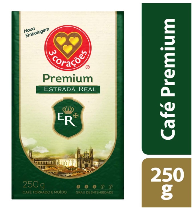 Café, Torrado e Moído, Estrada Real Premium, à Vácuo, 250g, 3 Corações
