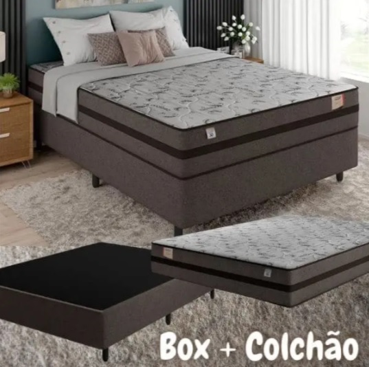 Cama Box Casal (Box + Colchão) Plumatex Mola – 62cm de Altura