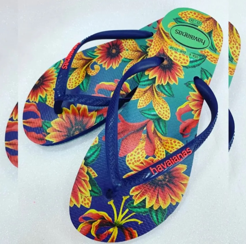 Chinelo Slim Floral, Havaianas, Feminino