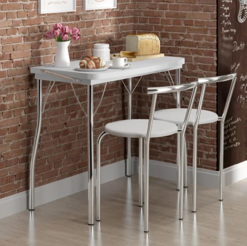 Conjunto Sala de Jantar Carraro Palermo mesa e 2 banquetas Branco