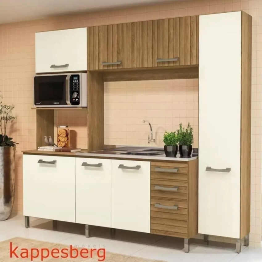 Cozinha Compacta Kappesberg Soft E780-FROW – com Balcão 7 Portas 3 Gavetas