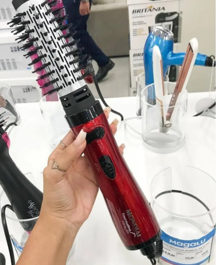 Escova Rotativa Tourmaline Infinity Ion 127V Mondial Vermelha