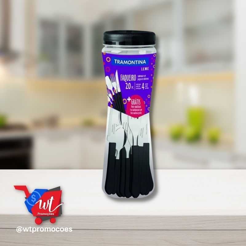 Faqueiro 20 Peças Leme Preto Tramontina