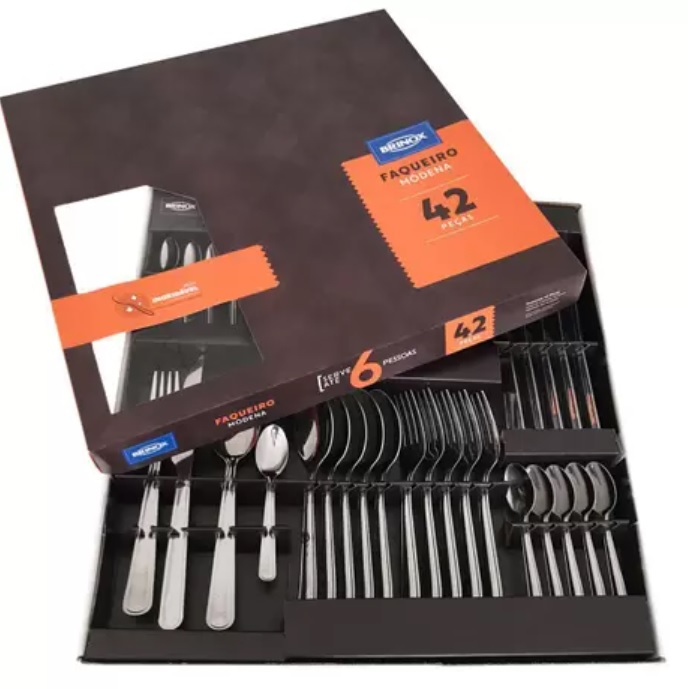 Faqueiro Módena, 42 peças, Aço Inox, Brinox