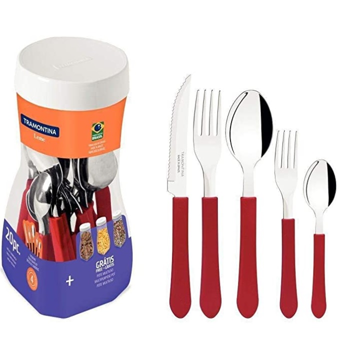 Faqueiro Inox 20 peças Leme Vermelho – Tramontina
