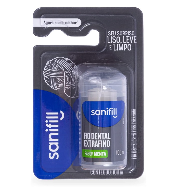 Fio Dental Sanifill Extrafino Sabor Menta 100 metros, Sanifill