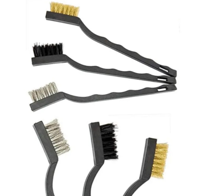 Jogo De Escova De Aço Pequena, 3 Pçs, Com Cabo Plastico Mtx