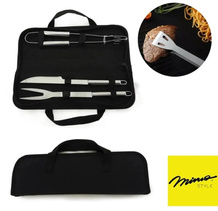 Jogo Para Churrasco 3 Peças Inox Com Estojo Mimo Style