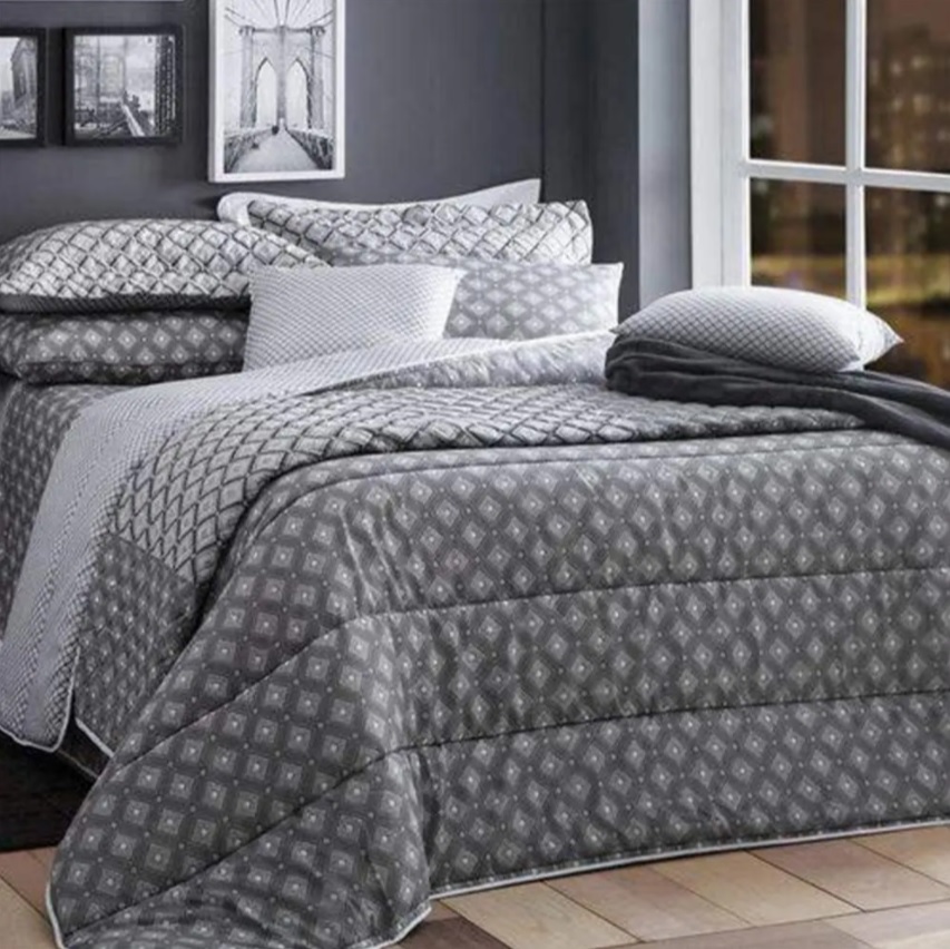 Jogo de Cama Casal 4 Peças: 1 Lençol de Cima + 1 Lençol com Elástico + 2 Fronhas 140 Fios com Algodão Realce Premium Hugo – Sultan