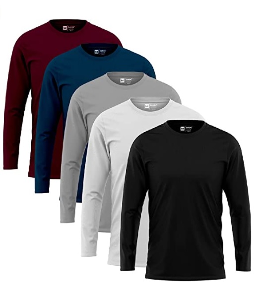 Kit 5 Camisetas Manga Longa Masculinas Slim Algodão 30.1 Zaroc