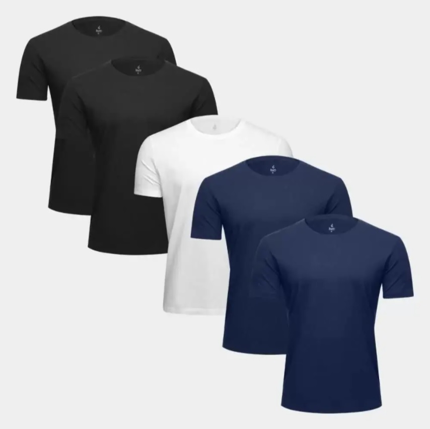 Kit Camiseta Burn Básica C/ 5 Peças Masculina