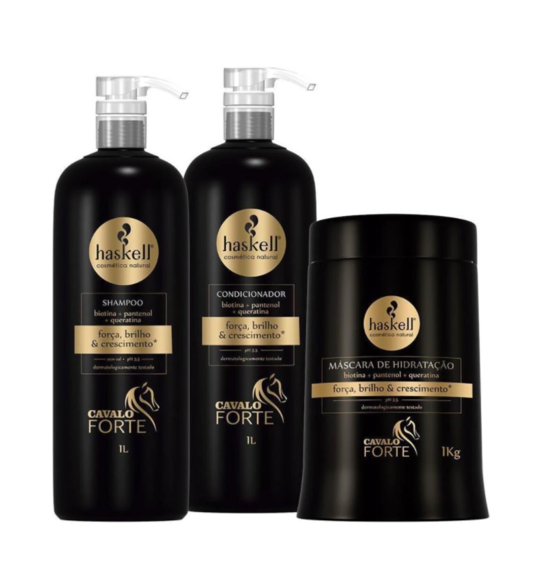 Kit Haskell Cavalo Forte Shampoo Condicionador Máscara 1L Kg