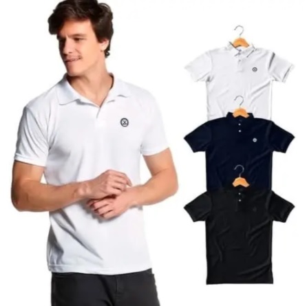 Kit com 3 Camisas Polo Basic Sortida Masculino Polo Match