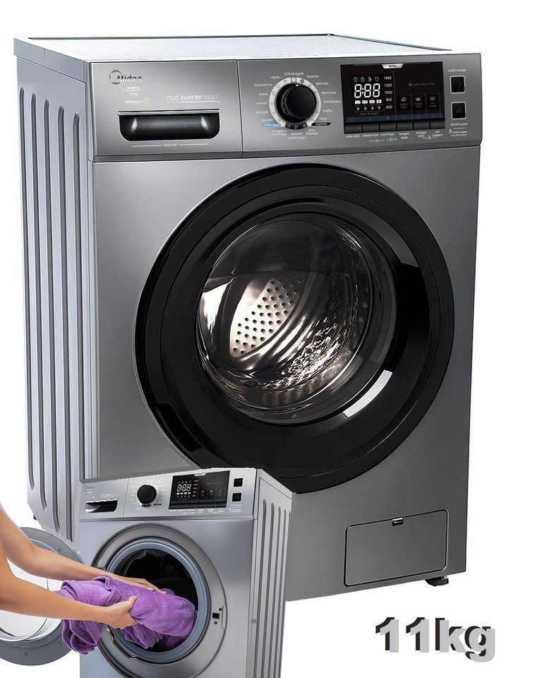 Lavadora de Roupas Midea Storm Wash LFA11X1 – Inverter 11kg Cesto Inox 16 Programas de Lavagem