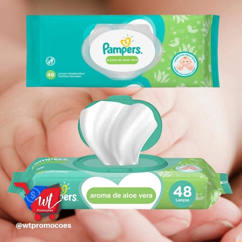 Lenços Umedecidos Pampers Aroma de Aloe Vera 48 Unidades, Pampers
