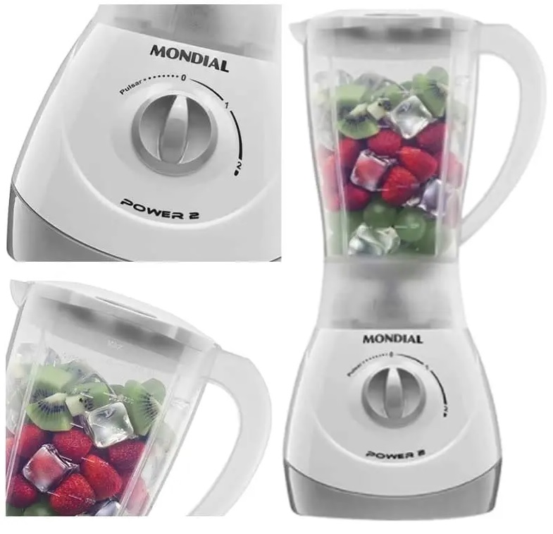 Liquidificador Mondial Power NL-26 Branco/Cinza 350W de Potência 2 Velocidades 1,5L 127v