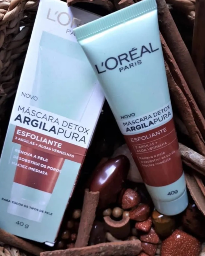 Máscara Detox Esfoliante de Argila Pura, L’Oréal Paris, 40G
