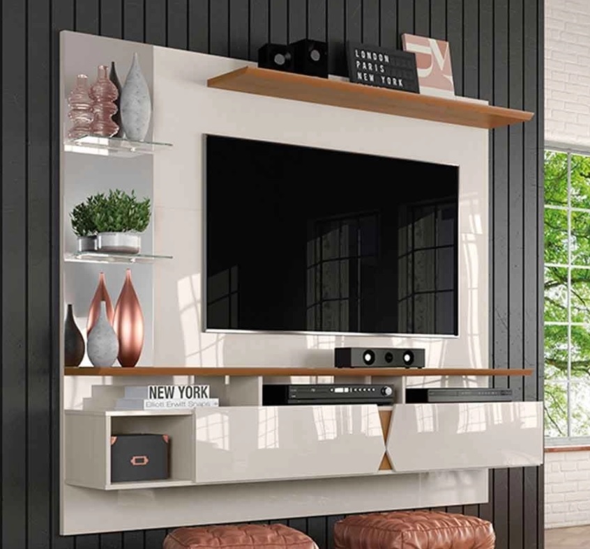 Painel para TV até 55 polegadas Intense Lukaliam Off White / Damasco