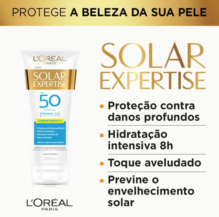 Protetor Solar Corporal FPS 50 200ml, L’Oréal Paris, Branco, 200Ml