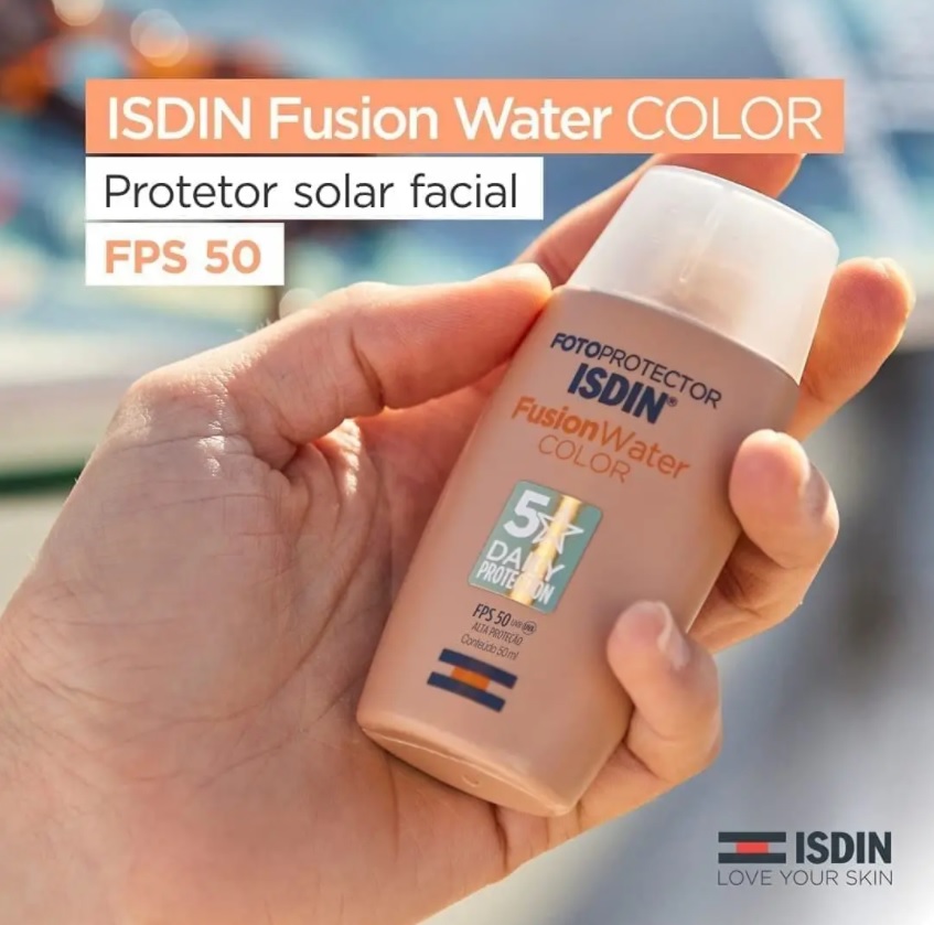 Protetor Solar Facial ISDIN Fusion Water 5 Stars c/ Cor FPS 50 – 50ml, ISDIN
