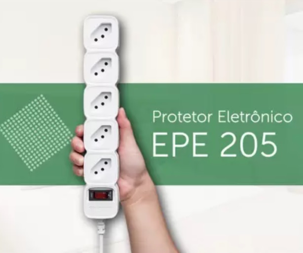Protetor eletrônico Intelbras com 5 tomadas EPE 205 Branco Intelbras