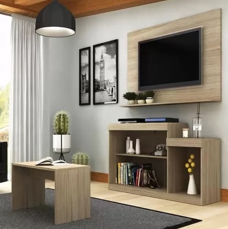 Rack E Painel Para TV 55 Pol Trevalla Atenas Com Mesa De Centro