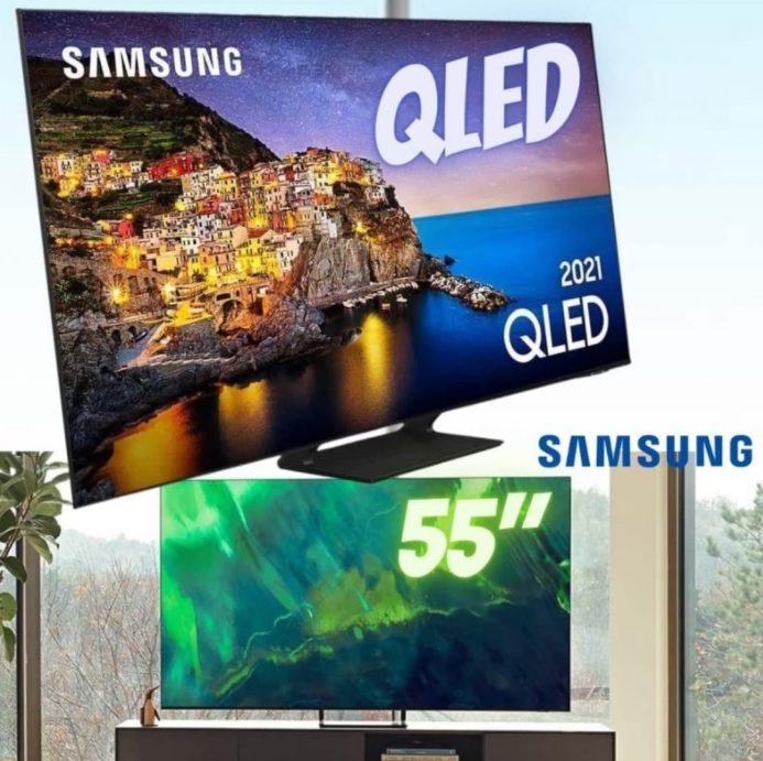 Samsung Smart Tv 55″ Qled 4k 55q70a, Modo Game, Processador Ia, Som Em Movimento Virtual, Tela Sem Limites.