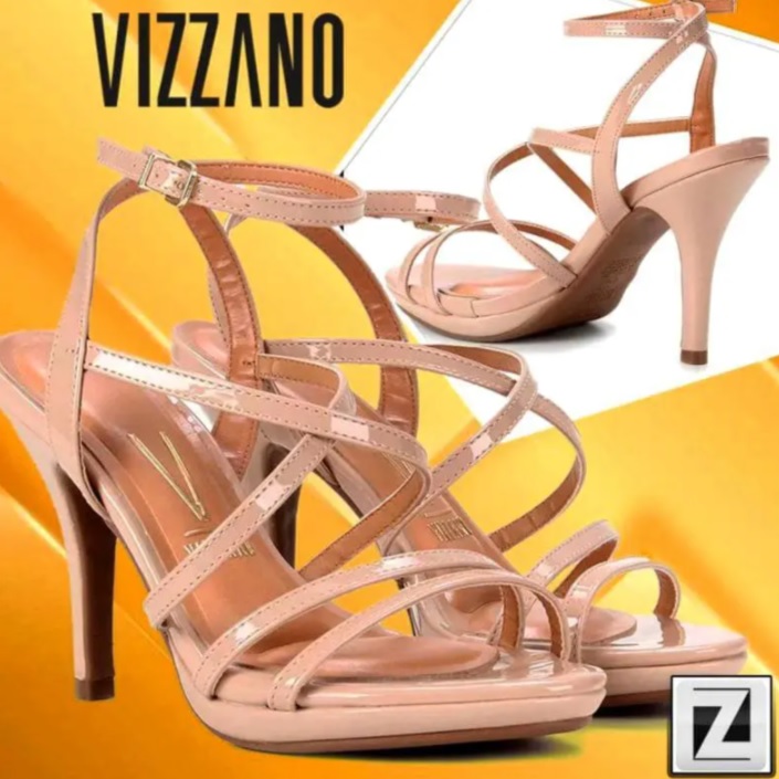 Sandália Vizzano Salto Fino Tiras Verniz Feminina