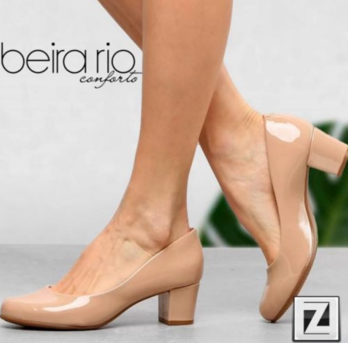 Scarpin Beira Rio Salto Baixo Conforto – Bege