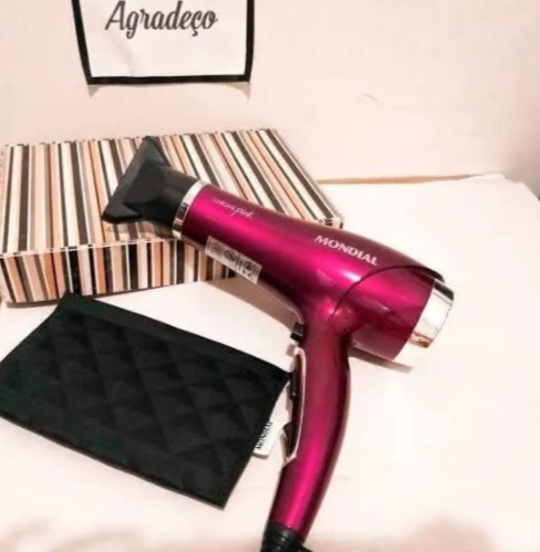 Secador de Cabelos Mondial, Chrome Pink, 127V, 2000W – SC-36