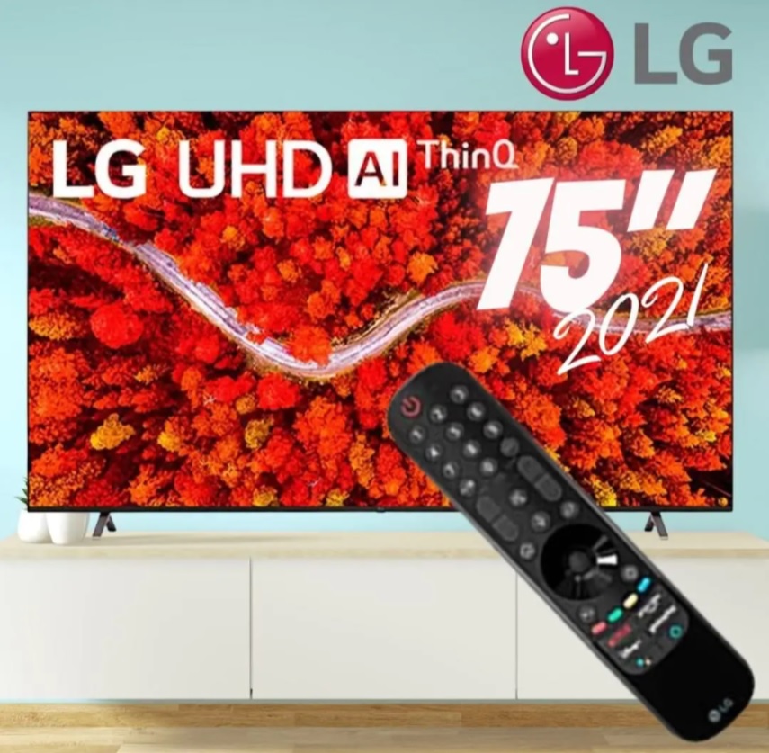 Smart TV LG 75″ 4K UHD 75UP8050 WiFi Bluetooth HDR Inteligência Artificial ThinQ Smart Magic 2021