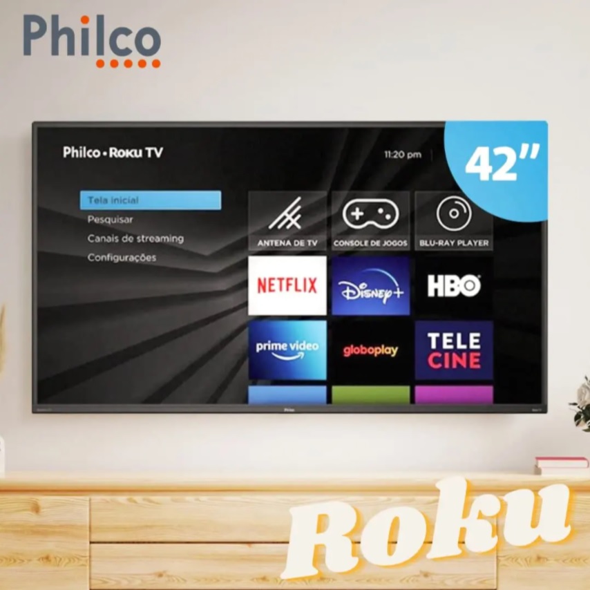 Smart TV Philco 42″ Roku LED Full HD – 42G52RCF com App Mobile 3 Hdmi 2 Usb Wifi Dolby Audio