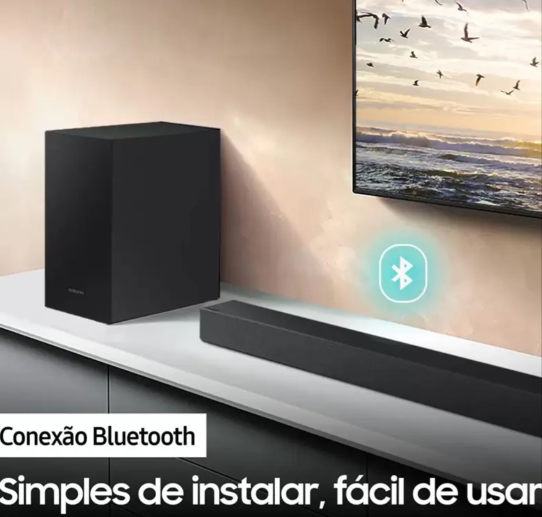 Soundbar Samsung HW-T450/ZD com Subwoofer – Bluetooth 200W 2.1 Canais USB