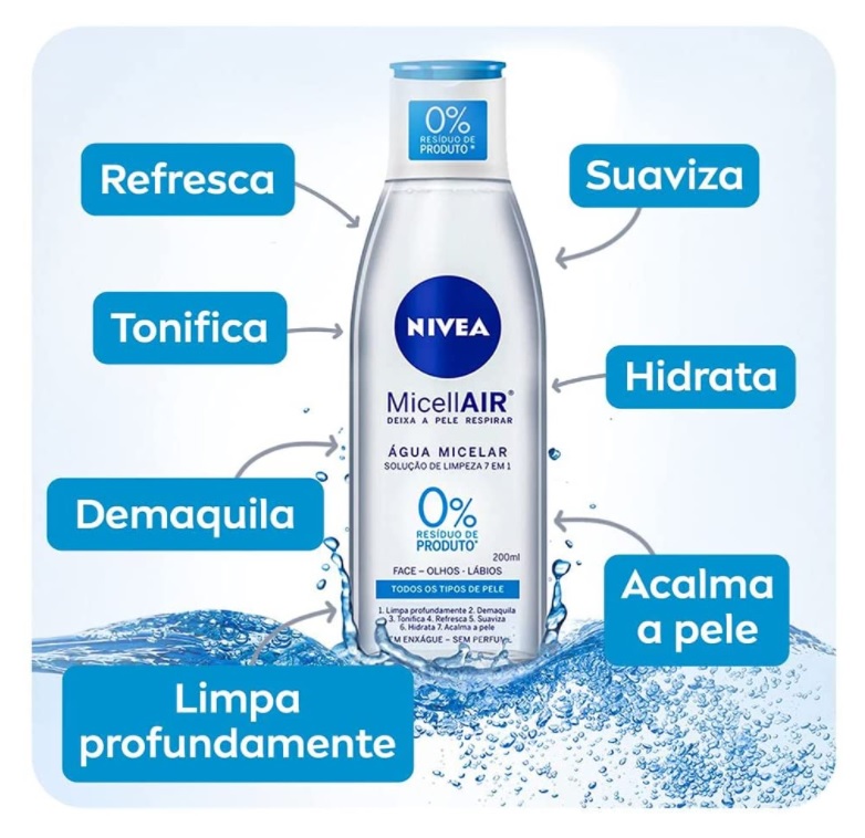 Água Micelar Nivea Micellair Solução de Limpeza 7 em 1 200Ml, Nivea