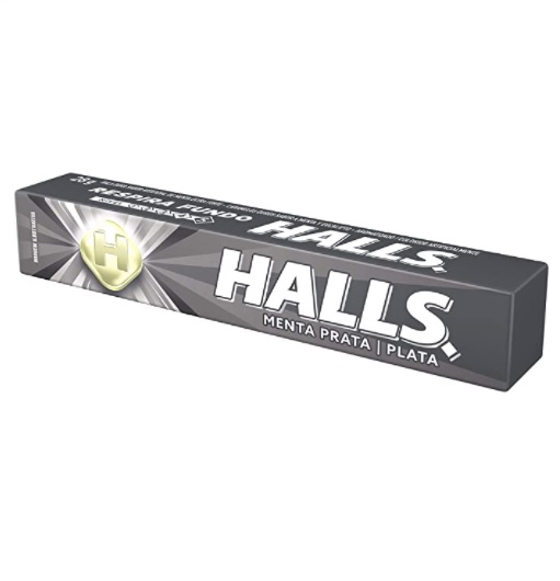 Bala Menta prata Halls Pacote 28g