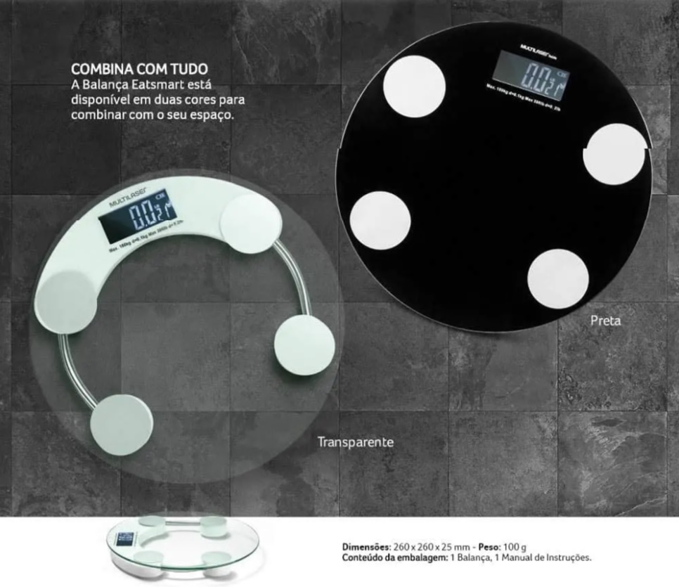 Balança, Multisaler, Eatsmart Digital, Alta Precisão, 180 kg, Preta